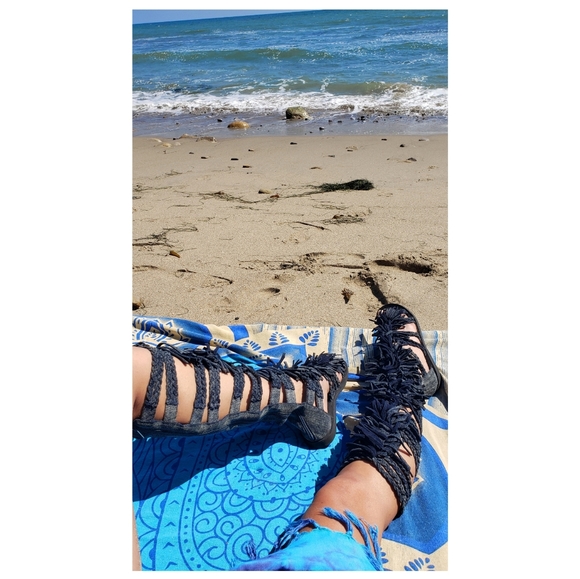 JEFFREY CAMPBELL 💦 blue suede gladiator sz 8 - Picture 6 of 8